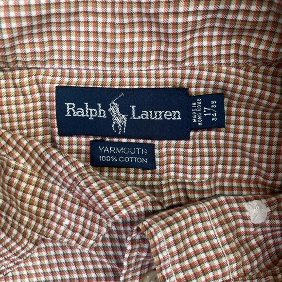 Ralph Lauren Yarmouth Plaid 100% Cotton Button Down Shirt Mens 17 Preppy 1632 - Picture 3 of 7